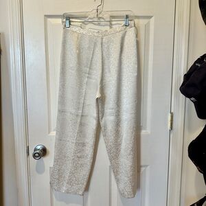 Vintage white Jacquard-style satin pants